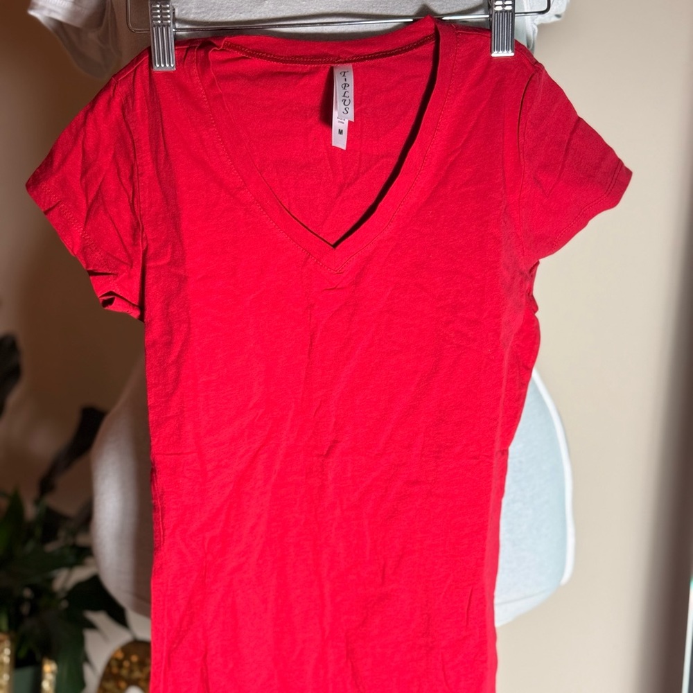 Women's Red V-Neck T-Shirt